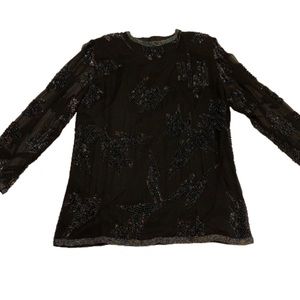 Vintage Odyssey silk and beaded blouse, Large